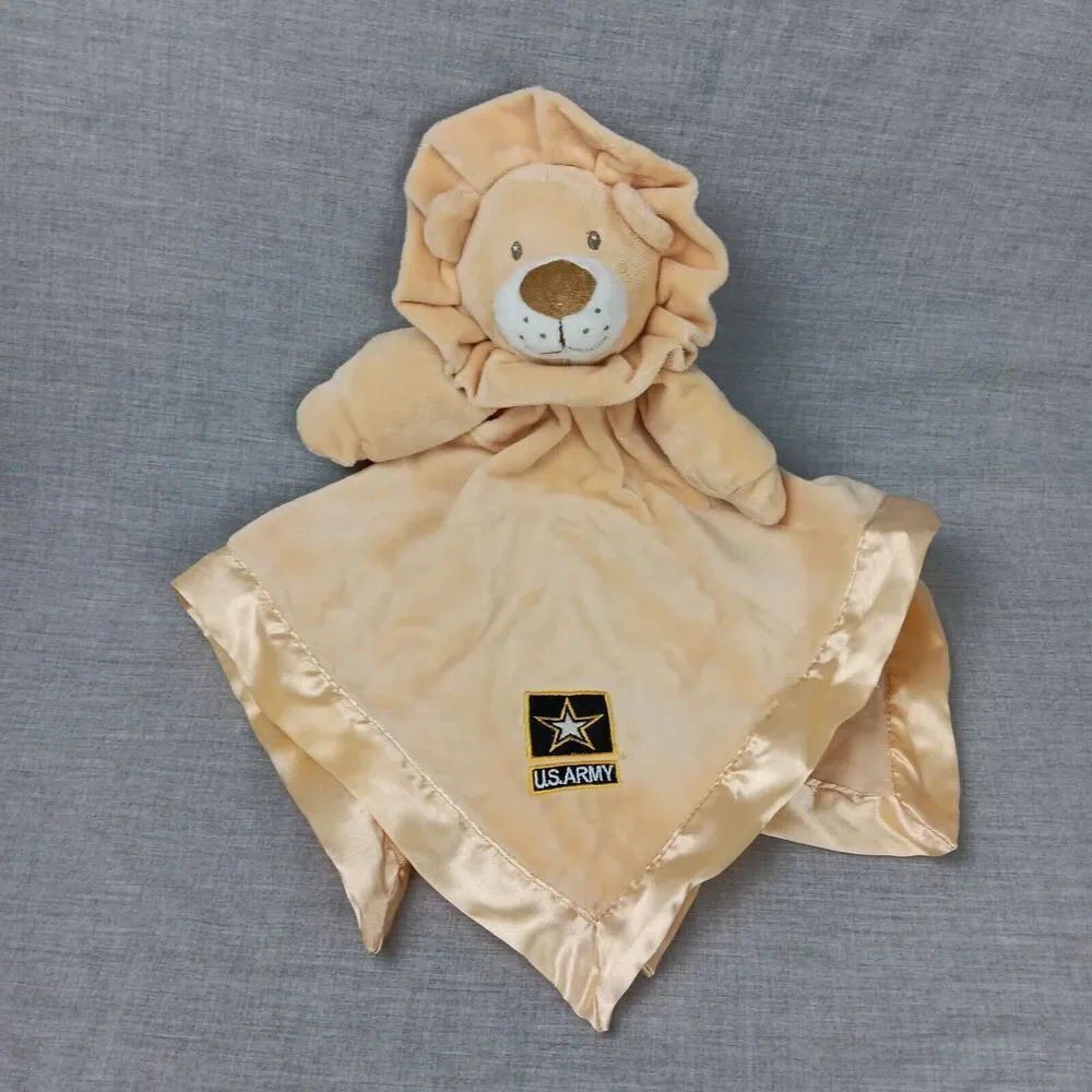 Lion Tan Army Military Logo Security Blanket Plush Baby Lovey ANICO